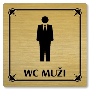 WC muži, 80x80mm, zlatá, Nebraska